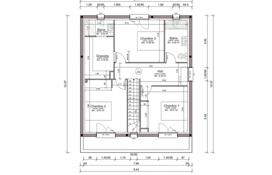 Villa 1 saint lys plan 1ET