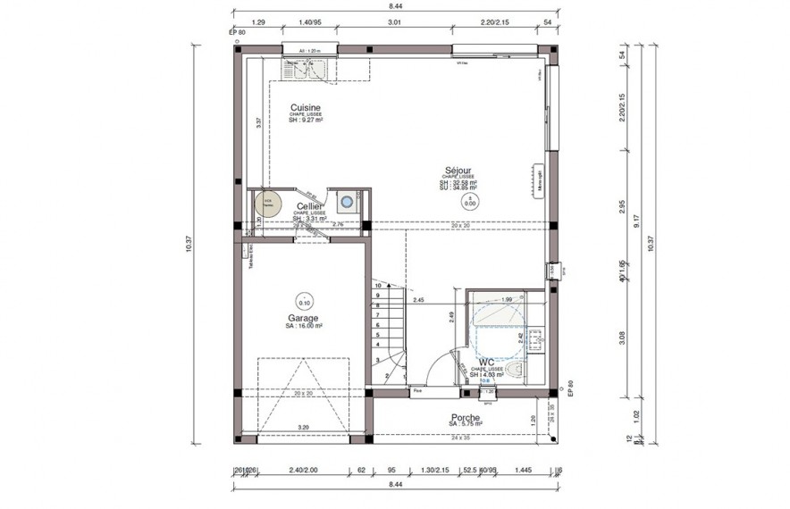 Villa 1 saint lys plan RDC